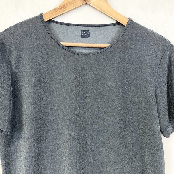 Valentino Jeans T-Shirt L Black Stretch Designer Tee Minimalist Streetwear Slim‎ - Picture 2 of 10